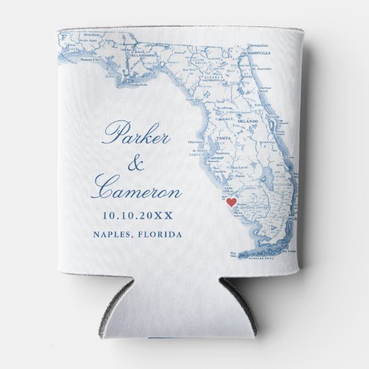 Napels Florida kaart Elegante bruiloft gunst Blikjeskoeler (Voorkant)