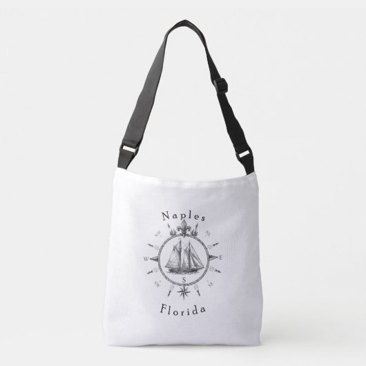 Napels Florida Nautilus Zeilkompas Zeilboot Crossbody Tas (Voorkant)