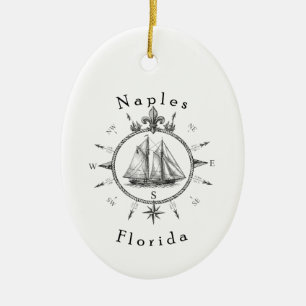 Napels Florida Nautilus Zeilkompas Zeilboot Keramisch Ornament