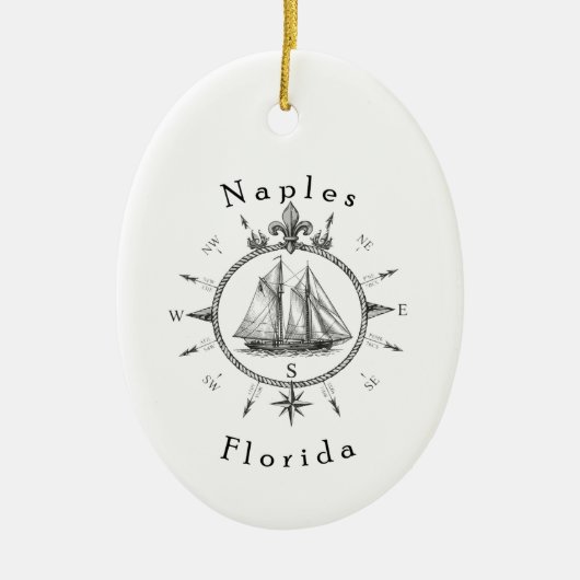 Napels Florida Nautilus Zeilkompas Zeilboot Keramisch Ornament (Voorkant)