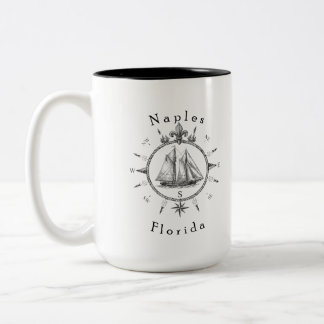 Napels Florida Nautilus Zeilkompas Zeilboot Tweekleurige Koffiemok