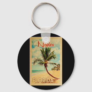 Napels Florida Palm Tree Beach Vintage Travel Sleutelhanger
