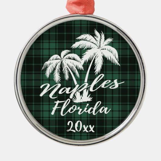 Napels Florida Palm Tree Green Pset Metalen Ornament (Voorkant)