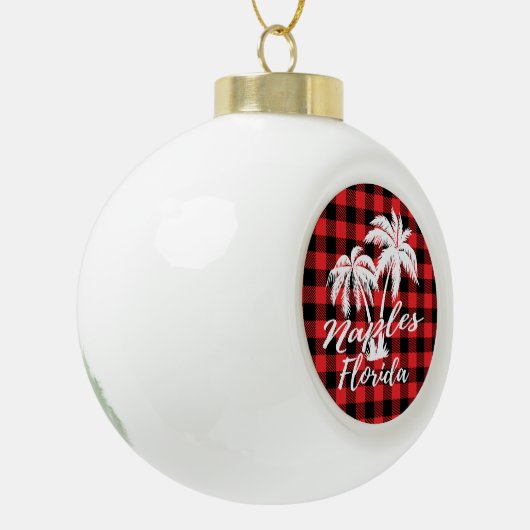 Napels Florida Palm Trees Beach Red Pset Keramische Bal Ornament (Links)