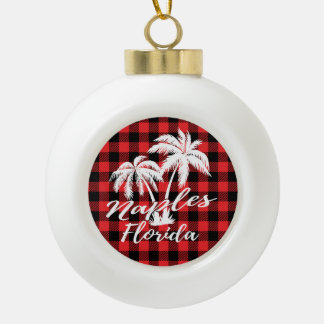 Napels Florida Palm Trees Beach Red Pset Keramische Bal Ornament