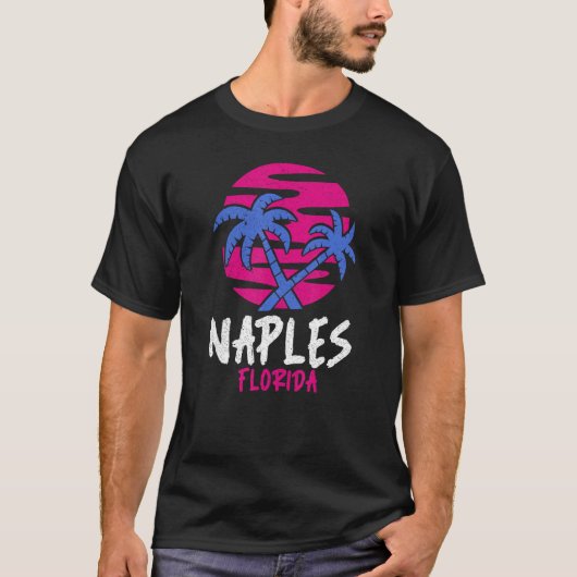 Napels Florida Palm Trees Souvenir 80s Florida T-shirt (Voorkant)