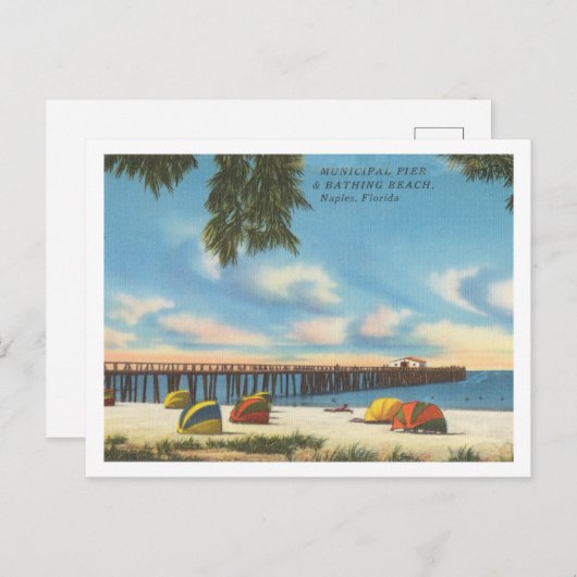 Napels Florida pier en strand Briefkaart (Voorkant / Achterkant)