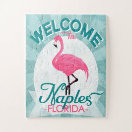 Napels Florida Pink Flamingo -  Retro Trave Legpuzzel