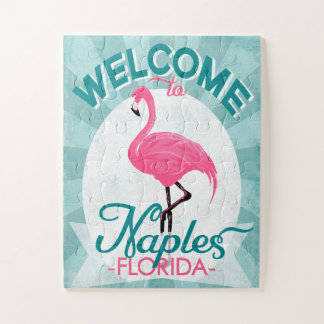 Napels Florida Pink Flamingo -  Retro Trave Legpuzzel