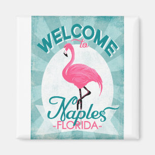 Napels Florida Pink Flamingo -  Retro Trave Magneet