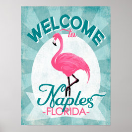Napels Florida Pink Flamingo -  Retro Trave Poster