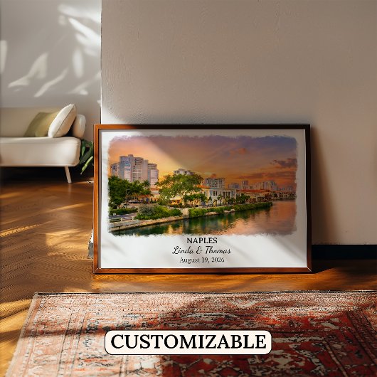 Napels Florida Poster, Aquarel, Op Maat Poster
