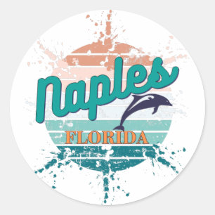 Napels Florida Retro  met ontploffing op zonsonder Ronde Sticker
