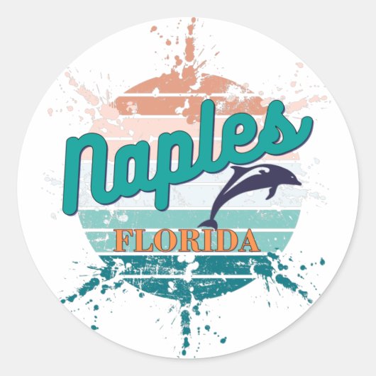 Napels Florida Retro met ontploffing op zonsonder Ronde Sticker (Voorkant)