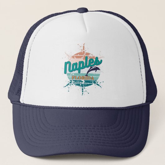 Napels Florida Retro  met ontploffing op zonsonder Trucker Pet (Voorkant)