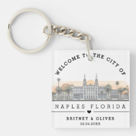 Napels Florida Silhouette – Op maat gemaakte huwel Sleutelhanger