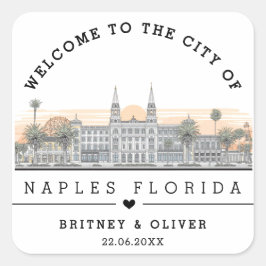 Napels Florida Silhouette – Op maat gemaakte huwel Vierkante Sticker