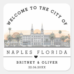 Napels Florida Silhouette – Op maat gemaakte huwel Vierkante Sticker