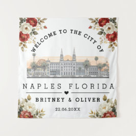 Napels Florida Silhouette – Op maat gemaakte huwel Wandkleed