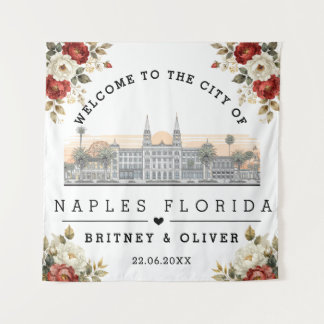 Napels Florida Silhouette – Op maat gemaakte huwel Wandkleed