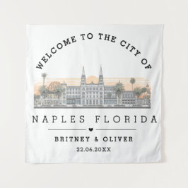 Napels Florida Silhouette – Op maat gemaakte huwel Wandkleed
