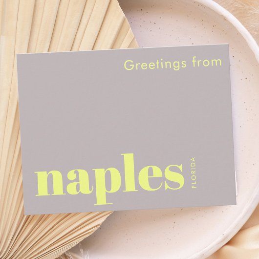 Napels Florida typografisch geel Briefkaart