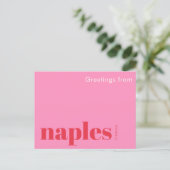 Napels Florida typografisch roze Briefkaart (Staand voorkant)