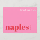 Napels Florida typografisch roze Briefkaart (Voorkant)