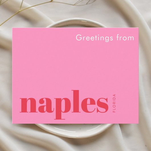 Napels Florida typografisch roze Briefkaart