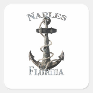 Napels Florida Vacation Nautical Anchor Sailing Vierkante Sticker