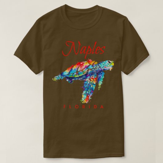 Napels Florida Waterverf Zee Schildpad T-shirt (Design voorkant)