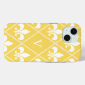Napels Geel Fleur de Lis w / monogram Case-Mate iPhone Case (Achterkant (horizontaal))