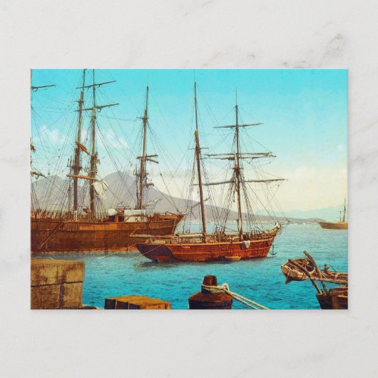 Napels haven Italië 1800s Briefkaart (Voorkant)