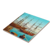 Napels haven Italië 1800s Tegeltje (Zijkant)