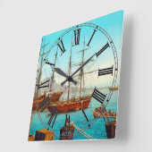 Napels haven Italië 1800s Vierkante Klok (Hoek)