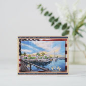 Napels Island Long Beach California Linen Flag Briefkaart (Staand voorkant)