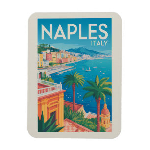 Napels Italië Illustratie Reis Kunst Vintage Magneet