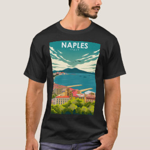 Napels Italië Kleurrijke Minimal Retro Reizen T-shirt