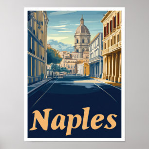 Napels Italië Kunst Vintage Reizen Illustratie Poster