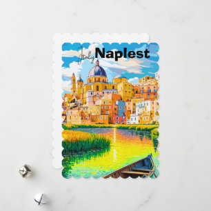 Napels Italië Reisansichtkaart, Napels Reis Kunst, Feestdagenkaart