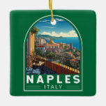Napels Italië Reizen Kunst Vintage Keramisch Ornament<br><div class="desc">Napels retro vector reisontwerp. Napels is de hoofdstad van Campanië en de op twee na grootste stad van Italië,  na Rome en Milaan.</div>