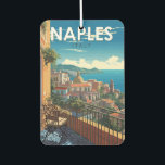 Napels Italië Reizen Kunst Vintage Luchtverfrisser<br><div class="desc">Napels retro vector reisontwerp. Napels is de hoofdstad van Campanië en de op twee na grootste stad van Italië,  na Rome en Milaan.</div>