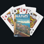 Napels Italië Reizen Kunst Vintage Pokerkaarten<br><div class="desc">Napels retro vector reisontwerp. Napels is de hoofdstad van Campanië en de op twee na grootste stad van Italië,  na Rome en Milaan.</div>