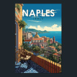 Napels Italië Reizen Kunst Vintage Poster<br><div class="desc">Napels retro vector reisontwerp. Napels is de hoofdstad van Campanië en de op twee na grootste stad van Italië,  na Rome en Milaan.</div>