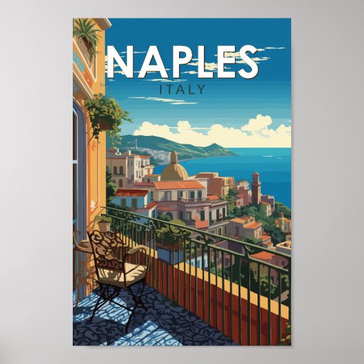 Napels Italië Reizen Kunst Vintage Poster (Voorkant)