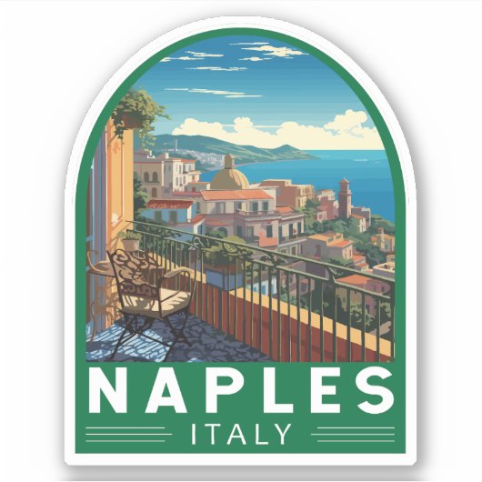 Napels Italië Reizen Kunst Vintage Sticker (Voorkant)