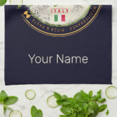 Napels Italië Retro Vesuvius en Pizza Vintage Theedoek (Gevouwen)