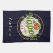 Napels Italië Retro Vesuvius en Pizza Vintage Theedoek (Horizontaal)