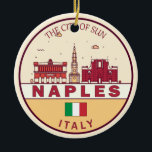 Napels Italië Skyline Embleem Keramisch Ornament<br><div class="desc">Napels minimalistisch,  kleurrijk kunstontwerp met monumenten en bezienswaardigheden van de stad in Italië.</div>
