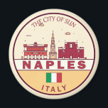 Napels Italië Skyline Embleem Magneet<br><div class="desc">Napels minimalistisch,  kleurrijk kunstontwerp met monumenten en bezienswaardigheden van de stad in Italië.</div>